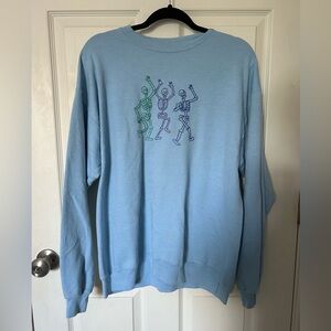 Embroidered skeleton colorful crew neck sweatshirt